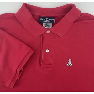 Psycho Bunny Men's Polo Red Shirt Size 5 Large Short Sleeve Classic Casual Golf